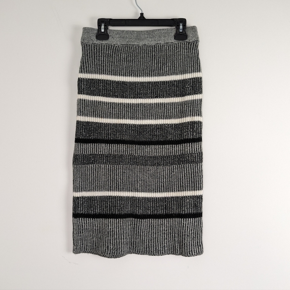 IMPRESS! Striped Knit Pencil Skirt - Black & White Acrylic, Size S/P
